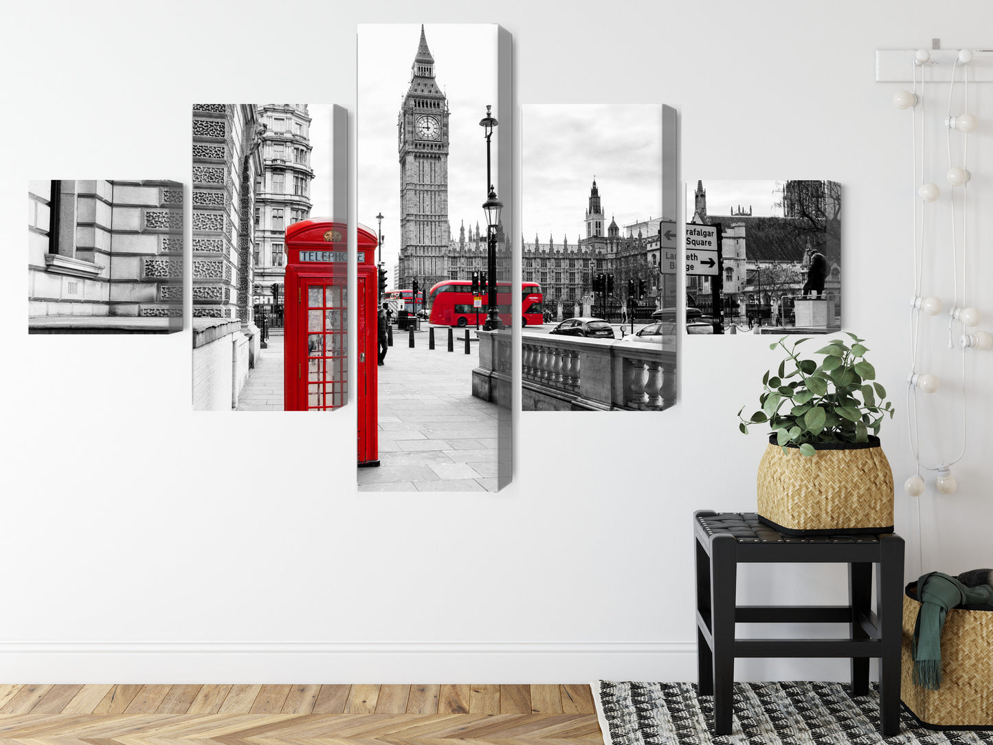 Obraz Wieloczęściowy Londyńska Budka Telefoniczna I Big Ben