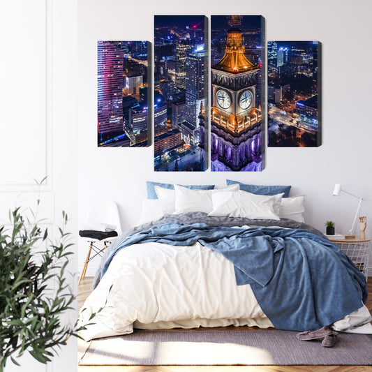 Obraz Wieloczęściowy Warszawska Panorama Nocą