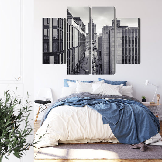 Obraz Wieloczęściowy Czarno-Biała Panorama Centrum Warszawy