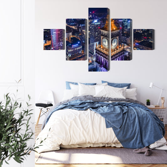 Obraz Wieloczęściowy Warszawska Panorama Nocą