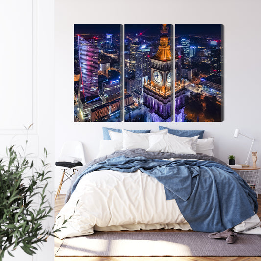 Obraz Wieloczęściowy Warszawska Panorama Nocą