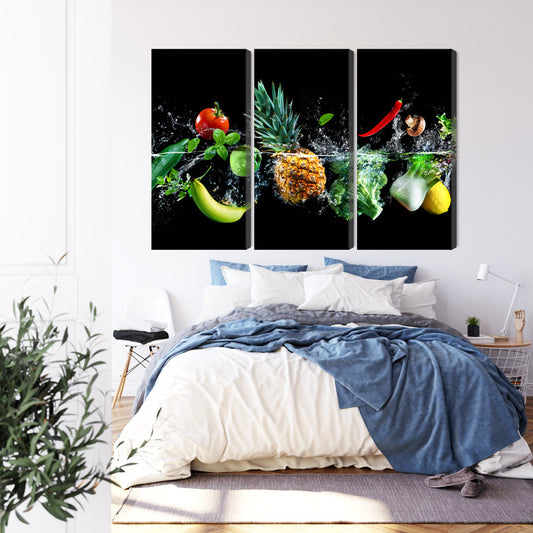 Obraz Wieloczęściowy Świeże Warzywa W Wodzie