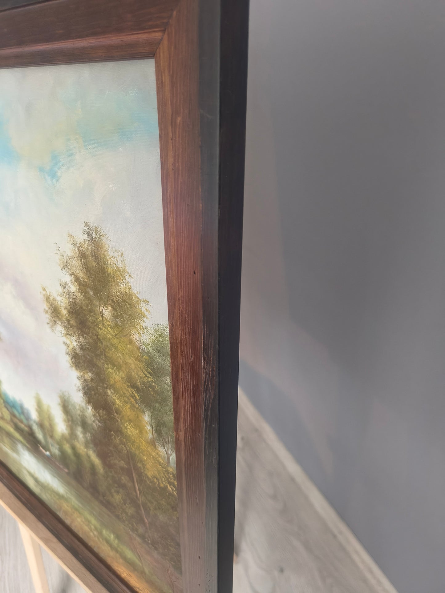 Waldufer – Landschaft mit einem Boot