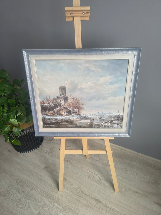 Zimowy Pejzaż z Ruinami – Mroźna Rzeka