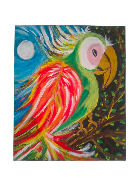 Egzotyczna Papuga – Barwna Kompozycja Akrylowa