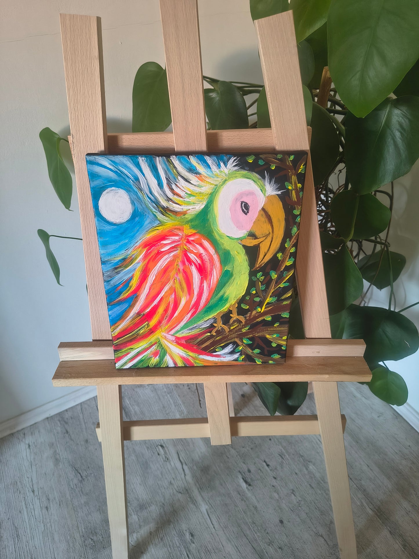 Egzotyczna Papuga – Barwna Kompozycja Akrylowa