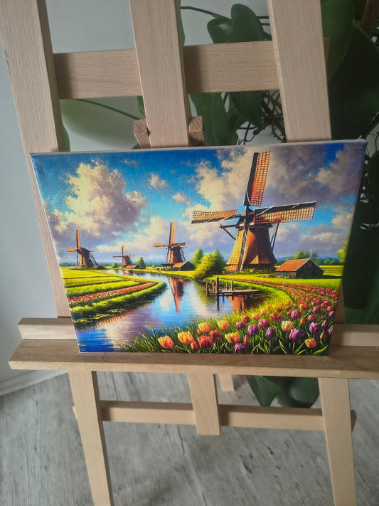 Holenderskie Pola Tulipanów – Sielankowy Pejzaż z Wiatrakami