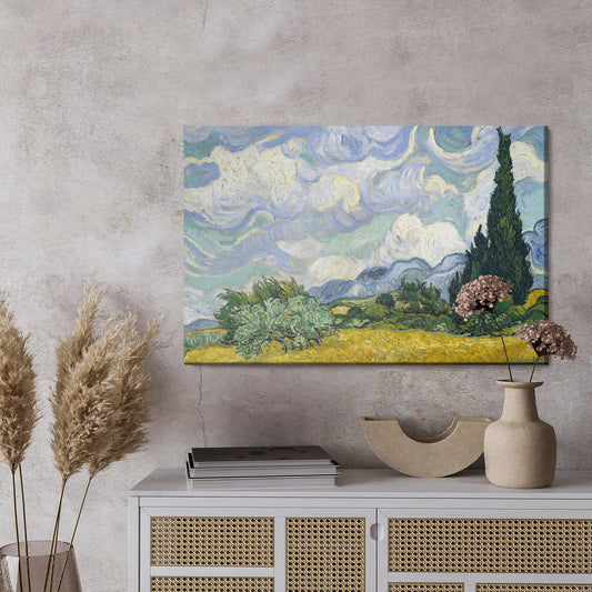 Obraz Na Płótnie Vincent Van Gogh &quot;Pole Pszenicy Z Cyprysami&quot; Reprodukcja