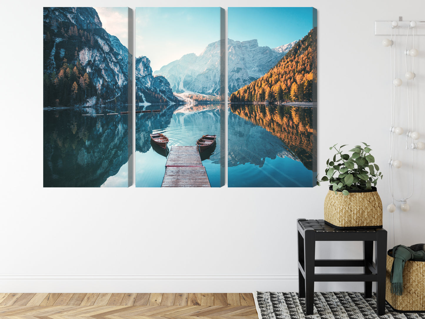 Obraz Wieloczęściowy Jezioro Braies We Włoskich Dolomitach 3D