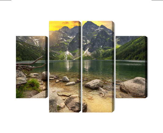 Obraz Wieloczęściowy Morskie Oko W Tatrach O Zachodzie Słońca 3D