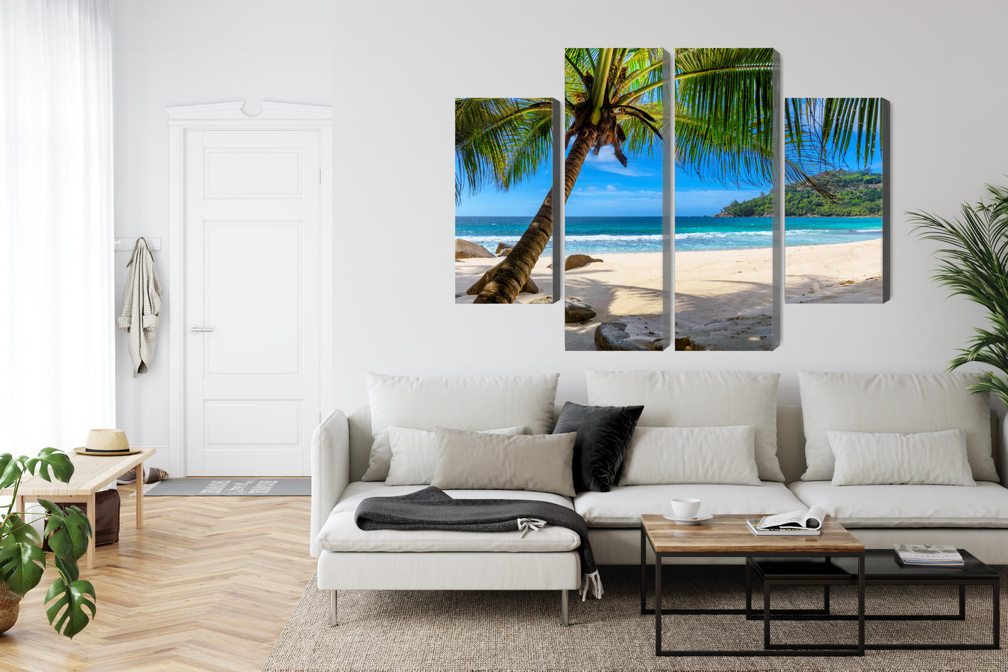 Obraz Wieloczęściowy Tropikalna Plaża Z Palmą 3D