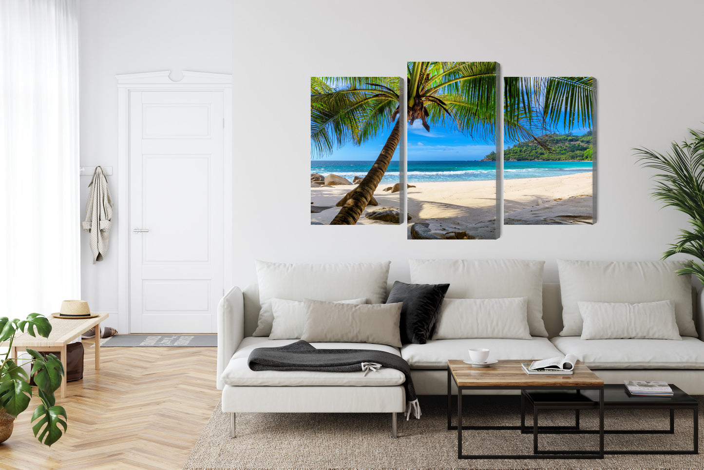 Obraz Wieloczęściowy Tropikalna Plaża Z Palmą 3D