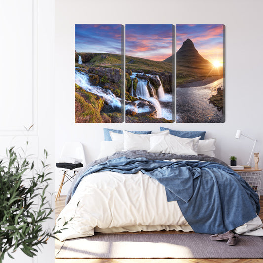 Obraz Wieloczęściowy Góra Kirkjufell Z Wodospadami