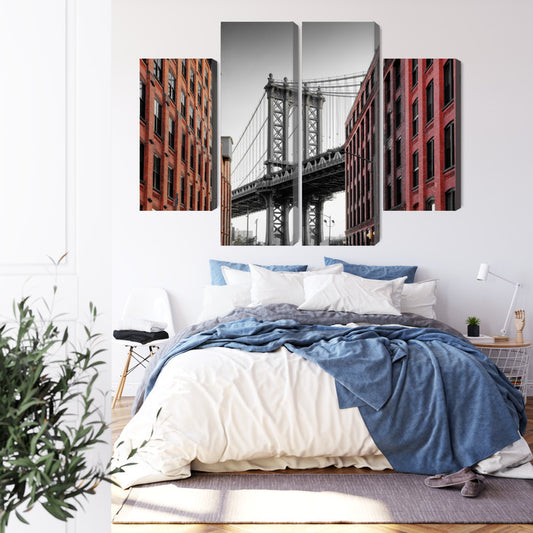 Obraz Wieloczęściowy Widok Na Most Manhattan Bridge Z Ulicy Washington Street